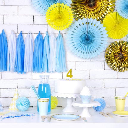 Abanicos de Papel Set Oro 23-40cm 3 piezas