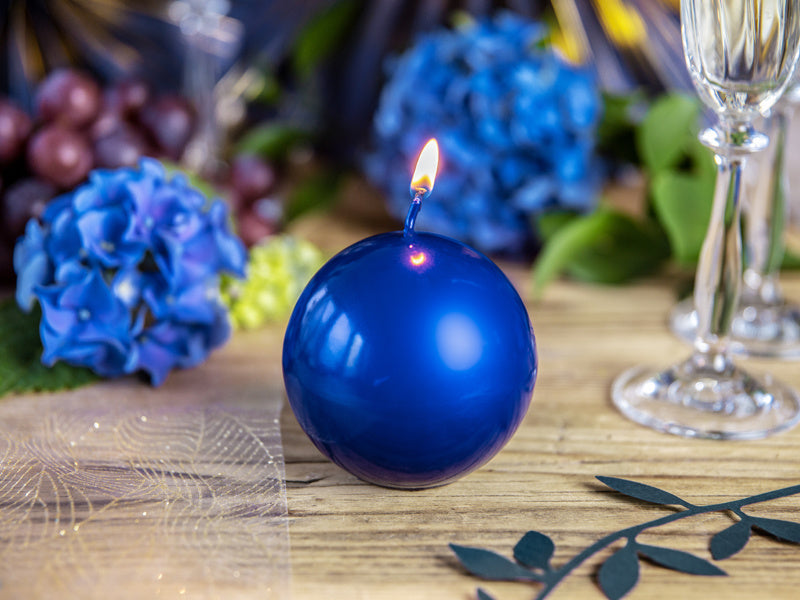 Bola Velas Azul Metálico 8cm 6pcs