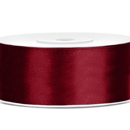 Cinta de raso Rojo Burdeos 25mm 25m