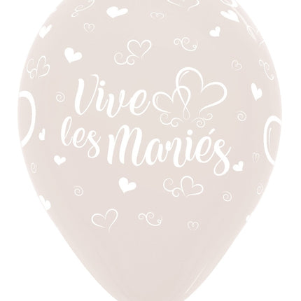 Globos Vive Les Maries Corazones Cristalino 30cm 25pcs