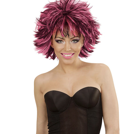 Peluca Rocker Negro Rosa
