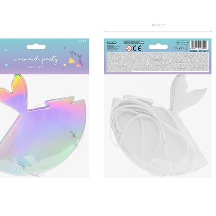 Sombreros de fiesta de sirena 18cm 6pcs
