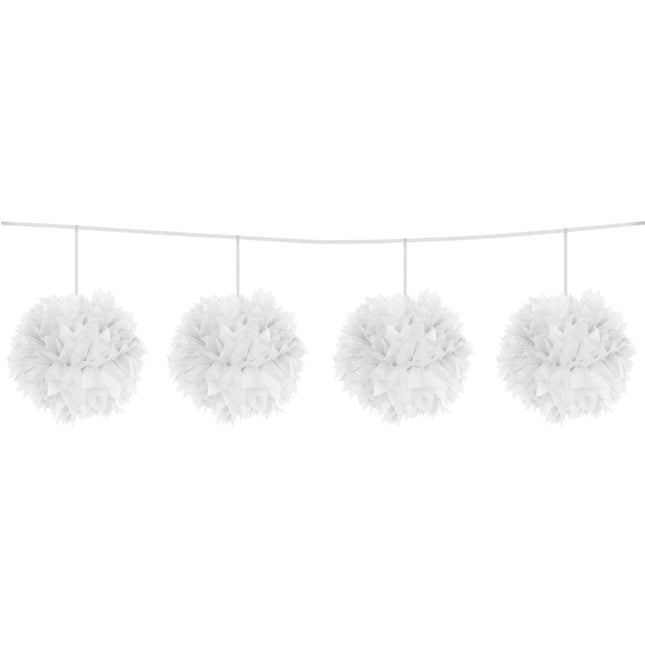 Guirnalda Blanca Pompón 12cm 3m