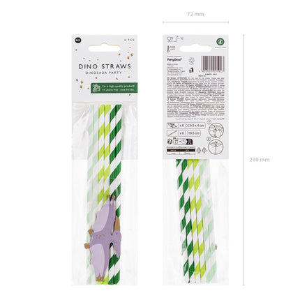Pajitas Dino 19,5cm 6pcs