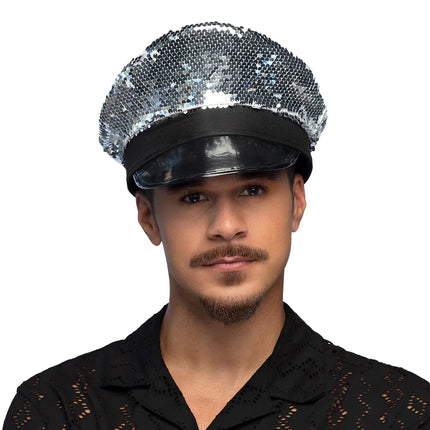 Gorro Negro Plata Lentejuelas