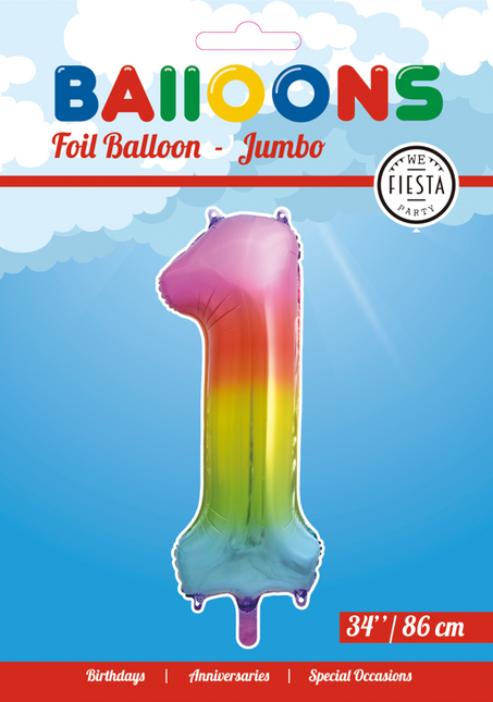 Globo Foil Figura 1 Arco Iris XL 86cm vacío