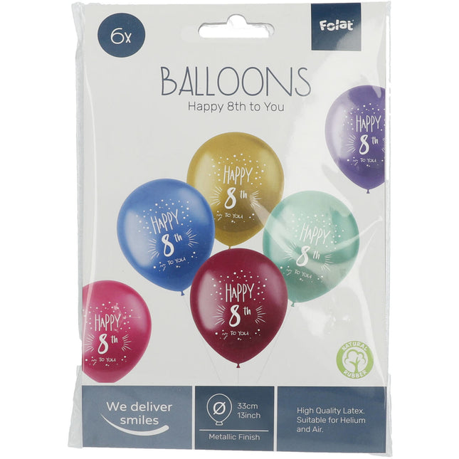 Globos 8 años Happy 8th 33cm 6pcs