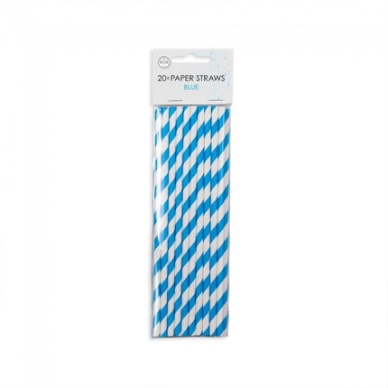 Pajitas de Papel Rayas Azules 19.7cm 20pcs