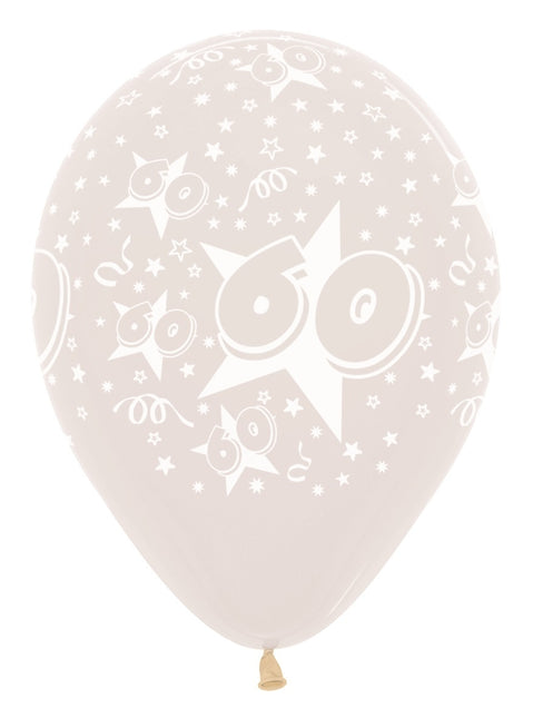 Globos Número 60 Estrellas Cristal 30cm 25pcs
