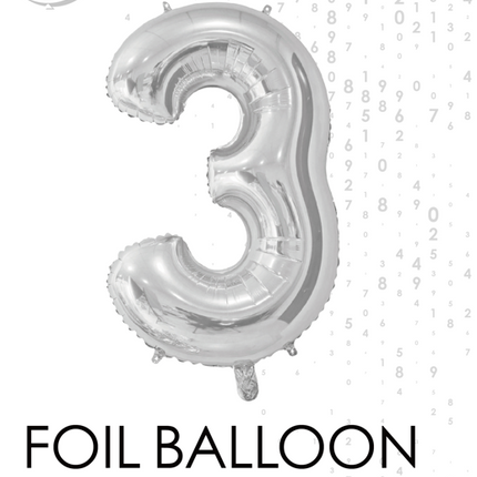 Globo de foil Figura 3 Plata 66cm