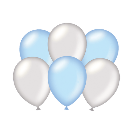 Globos Plata/Azul Metalizados 30cm 6pcs