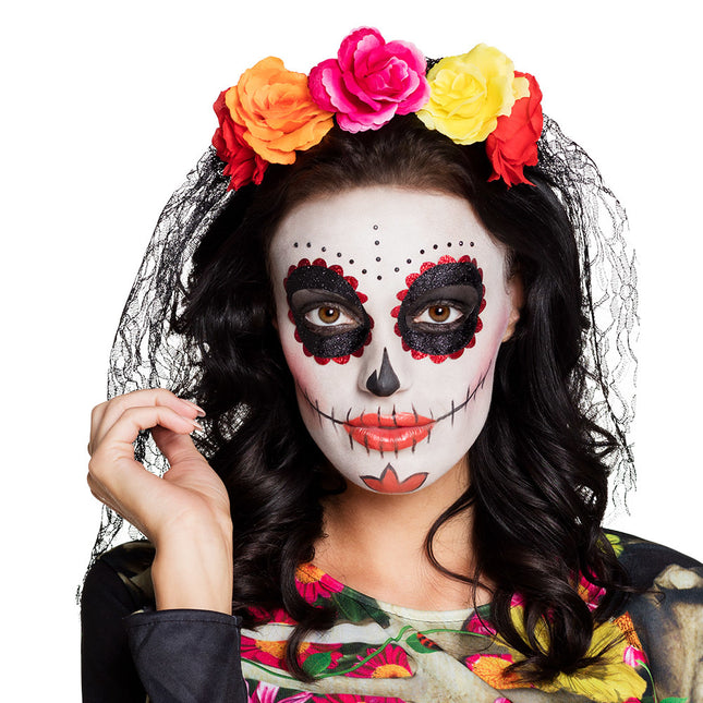 Diadema Halloween Velo Flores