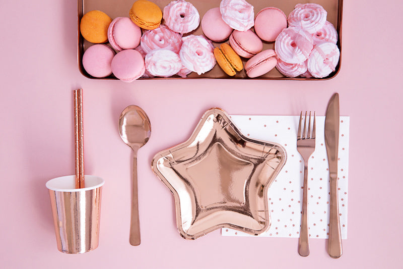 Platos Estrella Oro Rosa 18cm 6pcs