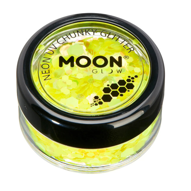 Brillo Lunar Neón UV Purpurina Gruesa Amarillo 3g
