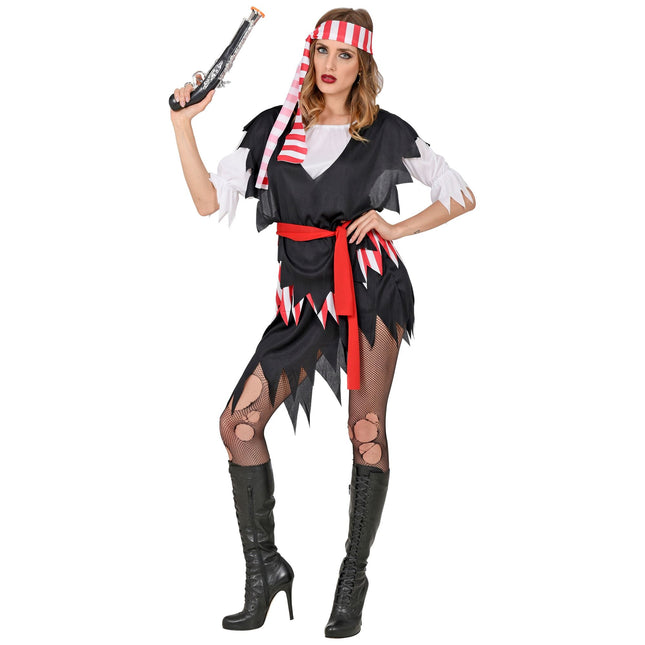 Vestido Pirata Blanco Negro Damas