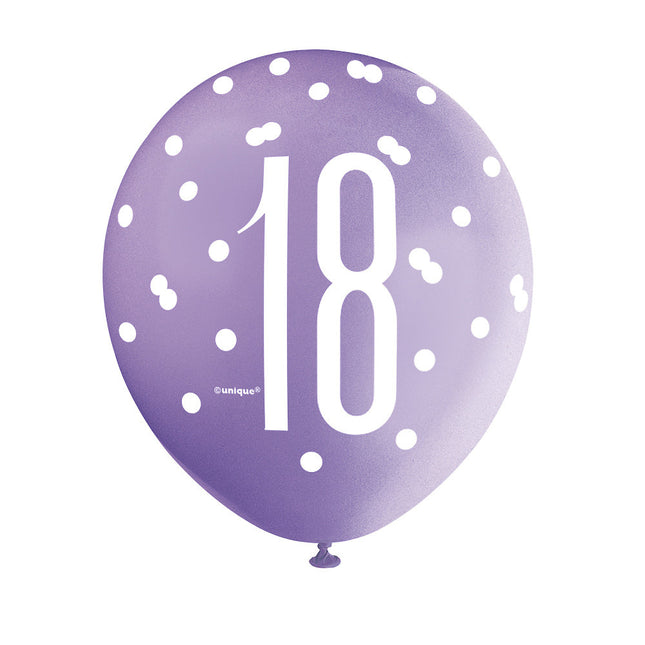 Globos 18 Años Lunares 30cm 6pcs