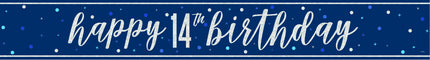 Banderola Feliz Cumpleaños Azul 14 Años 2.74m