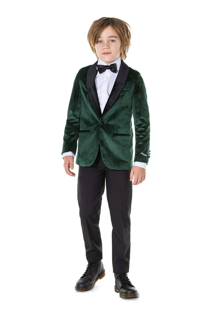 Blazer de terciopelo verde oscuro chico <tc>OppoSuits</tc>