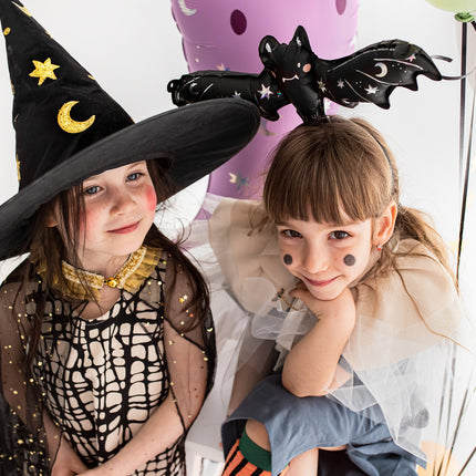 Sombrero de bruja de Halloween dorado negro