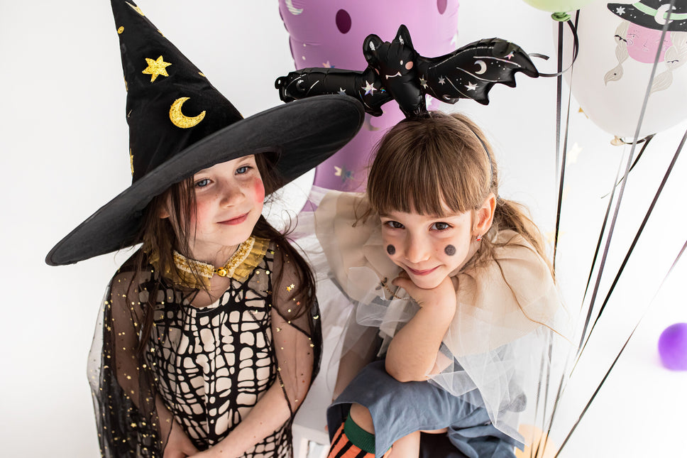 Sombrero de bruja de Halloween dorado negro