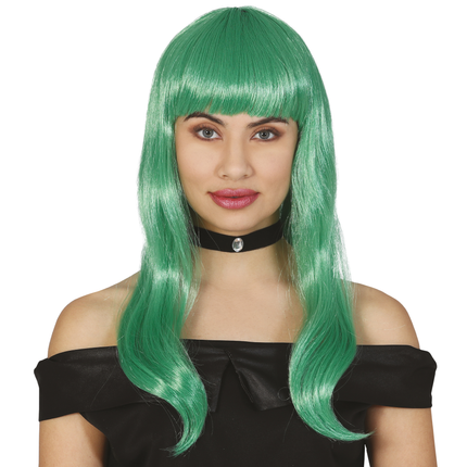 Peluca Verde Pelo Medio Largo