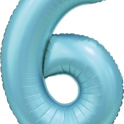Globo Figura Azul Claro 6 Años Brillo 86cm