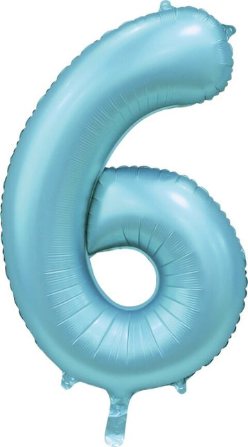Globo Figura Azul Claro 6 Años Brillo 86cm