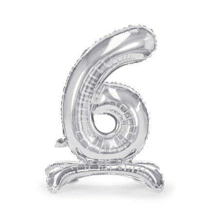 Globo de Foil Figura 6 Plata Estándar Vacío 70cm