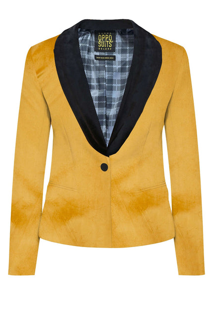 Blazer de terciopelo dorado para mujer <tc>OppoSuits</tc>