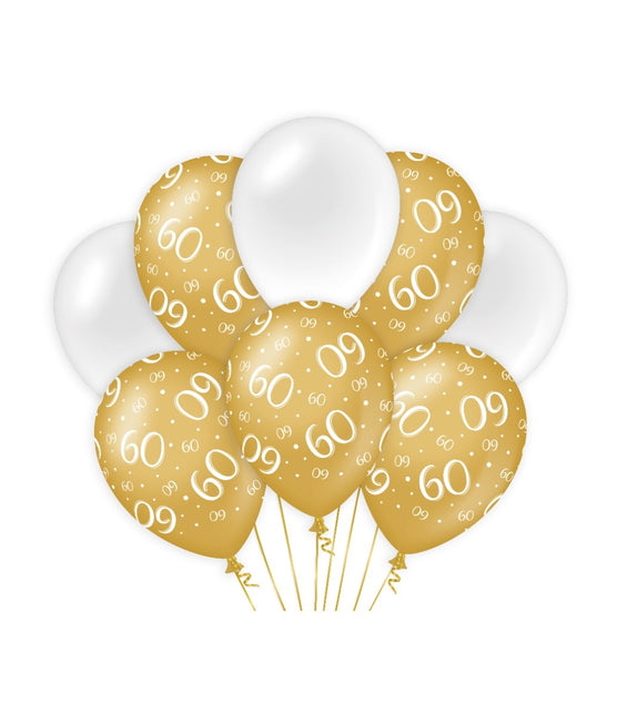 Globos 60 Años Oro Blanco 30cm 8pcs