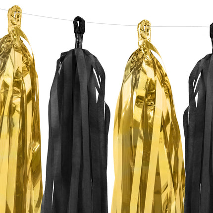Guirnalda de borlas Oro Negro 2m