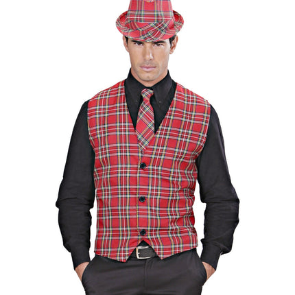 Corbata roja a cuadros