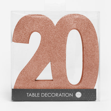 Decoración de Mesa Oro Rosa Figura 20 Purpurina 20,5cm