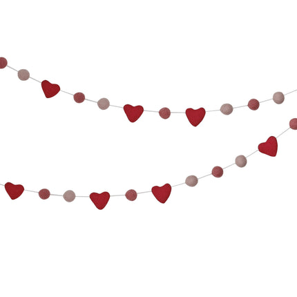 Guirnalda roja de corazones 1,5 m