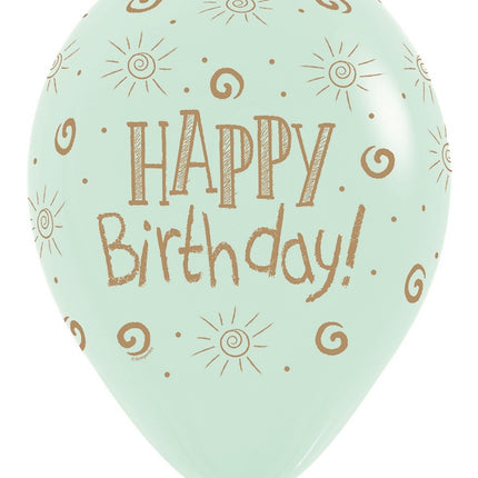 Globos Feliz Cumpleaños Sol Pastel Mate Mix 30cm 25pcs