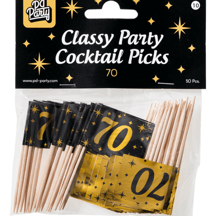 Palillos de cóctel70 Años 6,5cm 50uds.