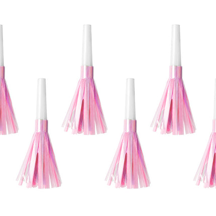 Cuernos de fiesta Rosa claro 6pcs