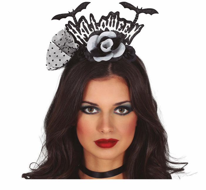 Diadema de Halloween Murciélagos de Halloween y Flor