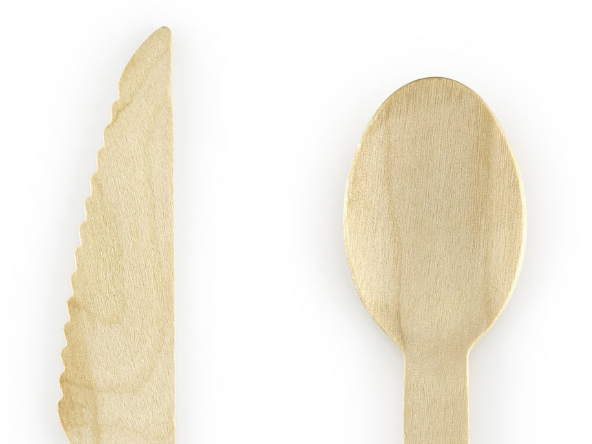 Cubiertos de Madera Rosa 16cm 18 piezas