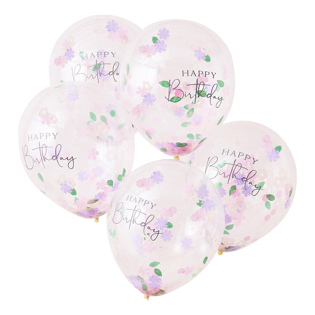 Globos de Confeti de Colores Feliz Cumpleaños 30cm 5pcs