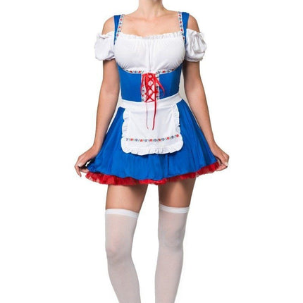 Vestido Dirndl Oktoberfest Azul Rojo