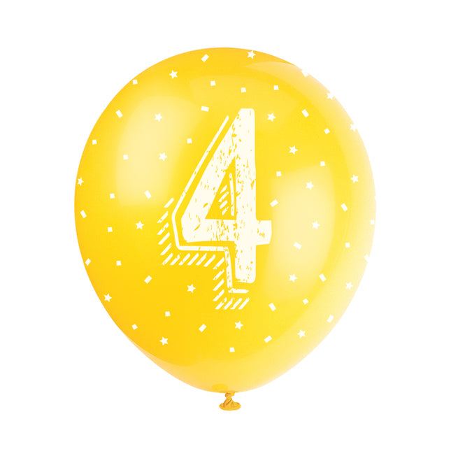 Globos 4 Años Confetti 30cm 5pcs