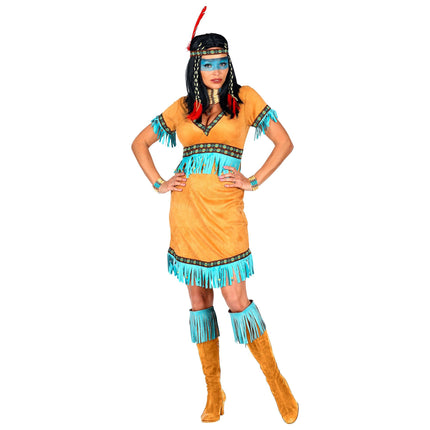 Vestido indio Marrón Azul Señoras 2 piezas