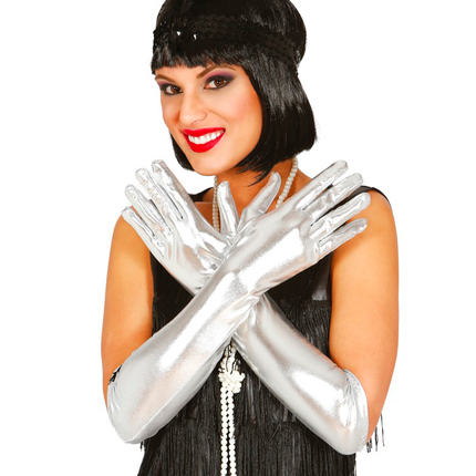 Guantes plateados 44cm