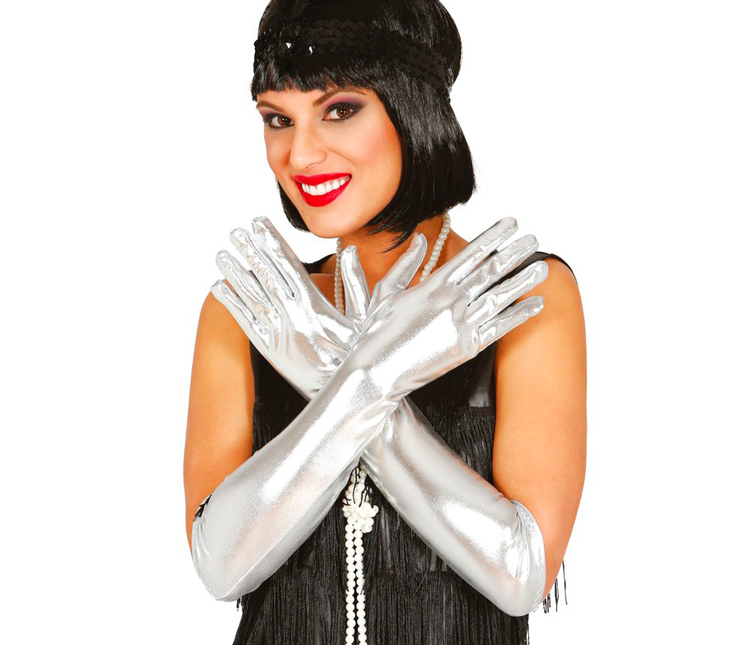 Guantes plateados 44cm
