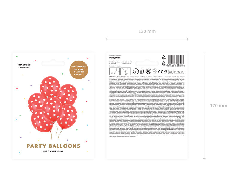 Globos Rojos Lunares Blancos 30cm 6pcs