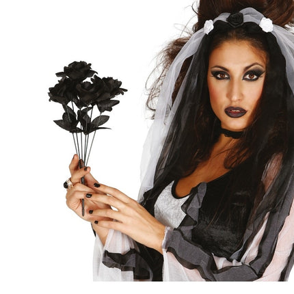 Halloween Rama de Rosas Negras 35cm