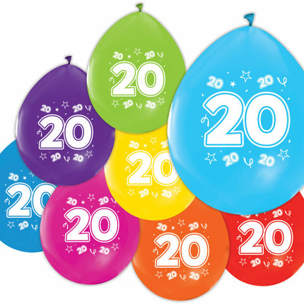 Globos de Colores 20 Años 30cm 8pcs