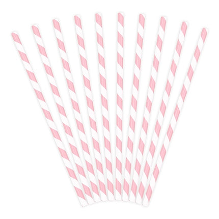 Pajitas de Papel Rosa Claro Blanco 19,5cm 10pcs