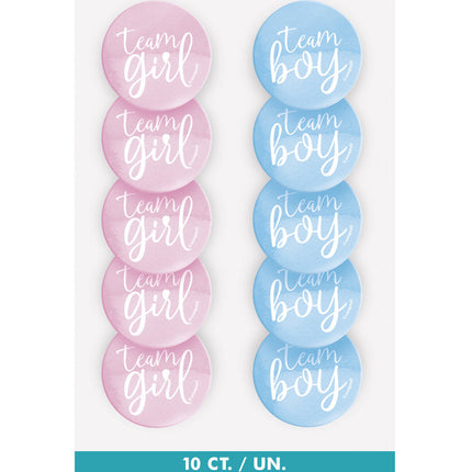 Botones de Revelación de Sexo Equipo Chico y Equipo Chica 3cm 10pcs